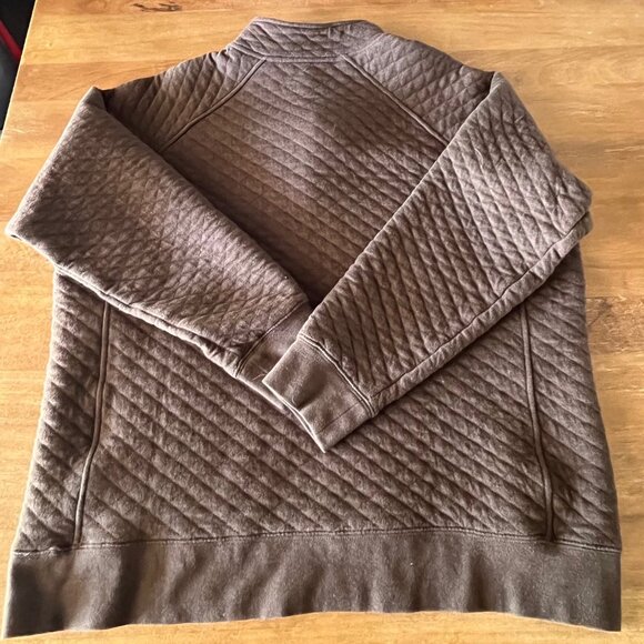 Eddie Bauer Sweatshirt Men's L Quilted 1/4 Snap Brown Kangaroo Pocket Cotton - Picture 5 of 7